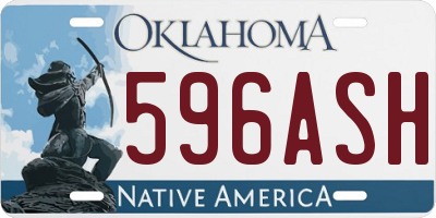 OK license plate 596ASH