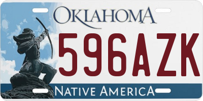 OK license plate 596AZK