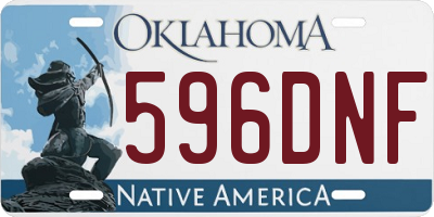 OK license plate 596DNF