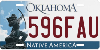 OK license plate 596FAU