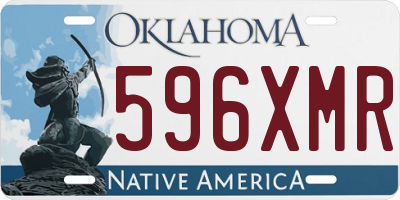 OK license plate 596XMR