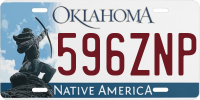 OK license plate 596ZNP