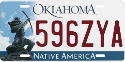 OK license plate 596ZYA