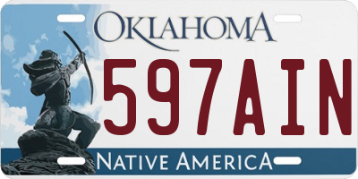 OK license plate 597AIN