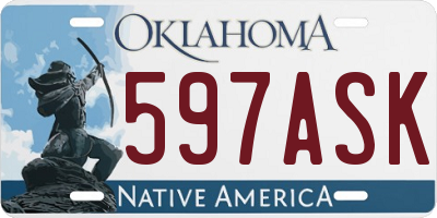 OK license plate 597ASK