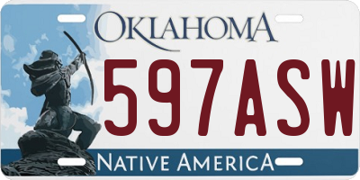 OK license plate 597ASW