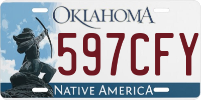 OK license plate 597CFY
