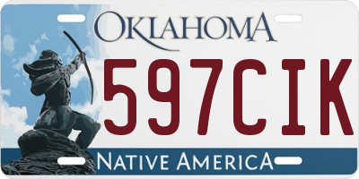 OK license plate 597CIK