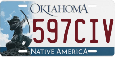 OK license plate 597CIV