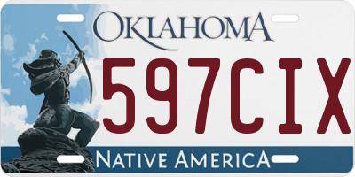 OK license plate 597CIX