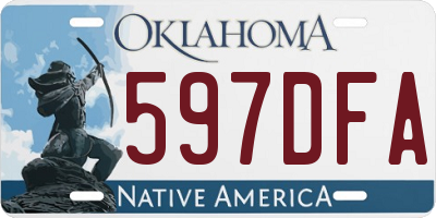 OK license plate 597DFA
