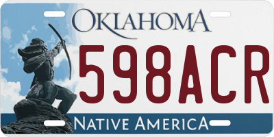 OK license plate 598ACR