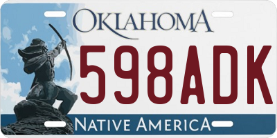 OK license plate 598ADK
