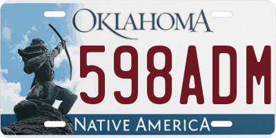 OK license plate 598ADM