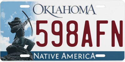 OK license plate 598AFN
