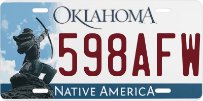 OK license plate 598AFW