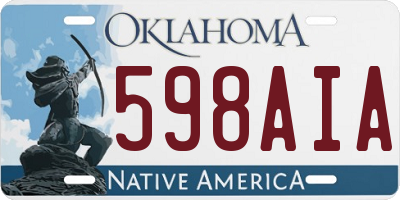 OK license plate 598AIA