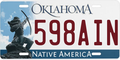 OK license plate 598AIN