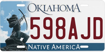 OK license plate 598AJD