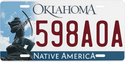 OK license plate 598AOA