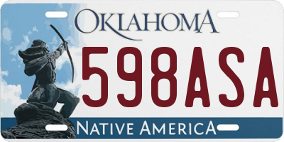 OK license plate 598ASA