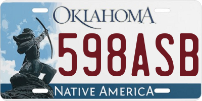 OK license plate 598ASB