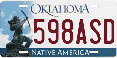 OK license plate 598ASD