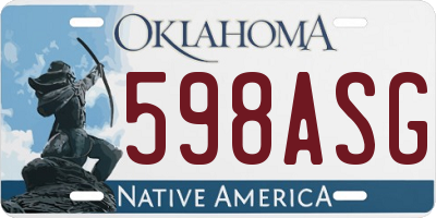 OK license plate 598ASG