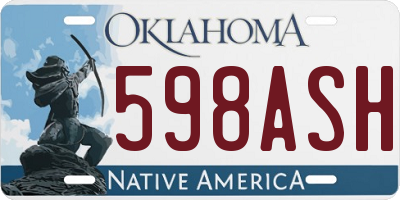 OK license plate 598ASH