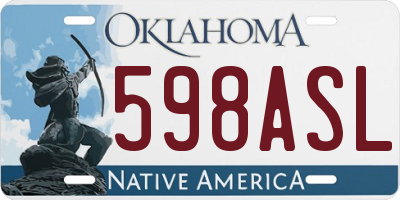OK license plate 598ASL