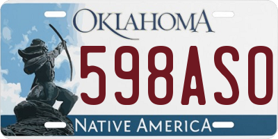 OK license plate 598ASO