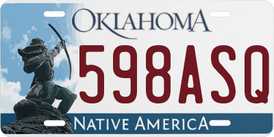 OK license plate 598ASQ