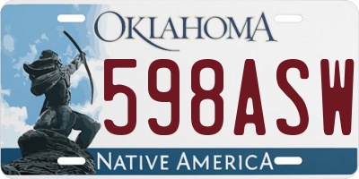 OK license plate 598ASW