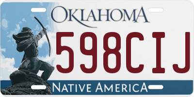 OK license plate 598CIJ