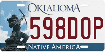 OK license plate 598DOP