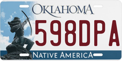 OK license plate 598DPA