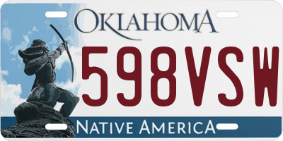 OK license plate 598VSW