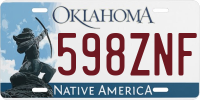 OK license plate 598ZNF