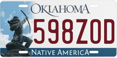 OK license plate 598ZOD