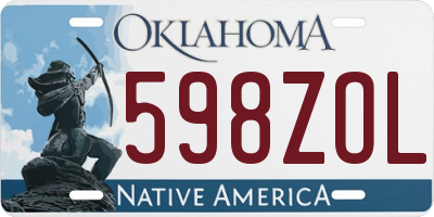 OK license plate 598ZOL