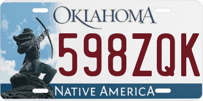 OK license plate 598ZQK