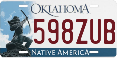 OK license plate 598ZUB