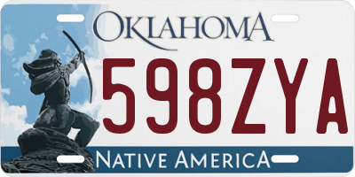 OK license plate 598ZYA
