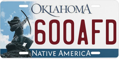 OK license plate 600AFD