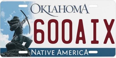 OK license plate 600AIX
