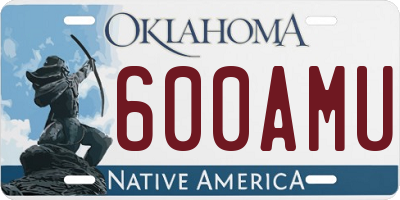 OK license plate 600AMU