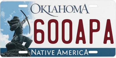 OK license plate 600APA