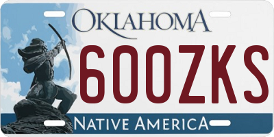 OK license plate 600ZKS