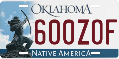OK license plate 600ZOF