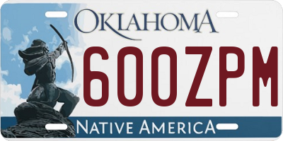 OK license plate 600ZPM